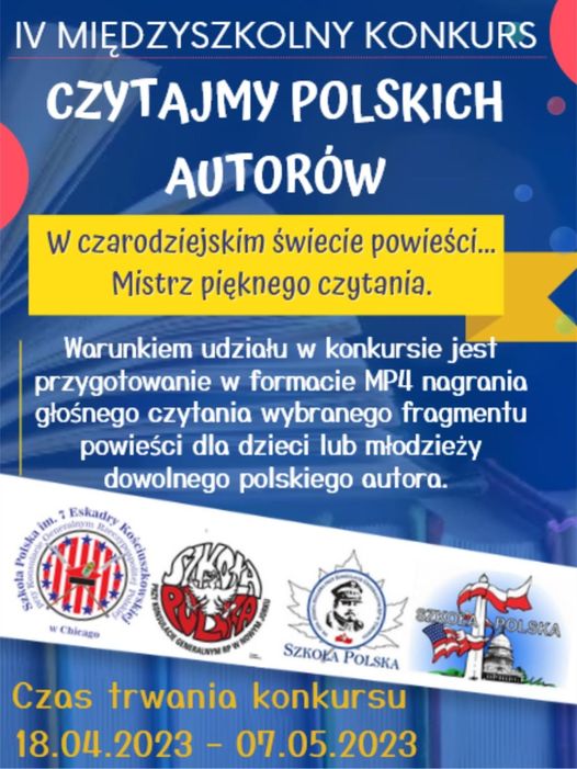 IV Edycja Międzyszkolnego Konkursu z okazji Dni Książki i Prasy „Czytajmy polskich autorów”.
