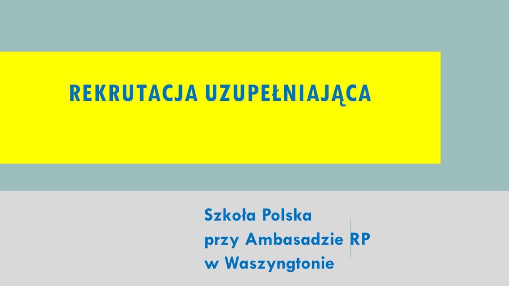 REKRUTACJA UZUPEŁNIAJĄCA !